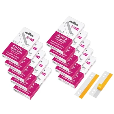 Abbildung von VELOFLEX 2002000 Heftfix Heftstreifen, Abheftstreifen, 105 mm lang, 50er SB Packung, selbstklebend, glasklar (10, SK)