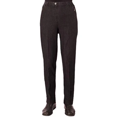 Abbildung von Eitex Damen Seniorenhose Schlupfhose mit Gummizug Kurzgröße ideal für pflegebedürftige Omas einfach anzuziehen und super pflegeleicht (42/44, Jeans schwarz)