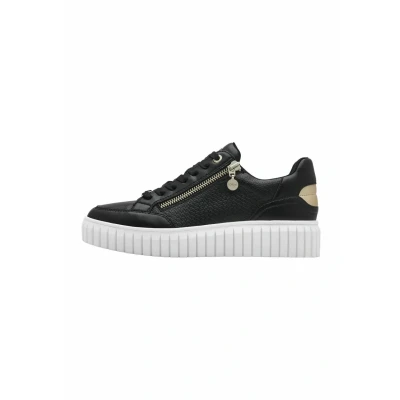 Abbildung von s.Oliver Damen Plateau Sneaker mit Reißverschluss Vegan, Schwarz (Black), 39 EU