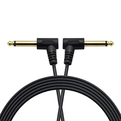 Abbildung von 1/4 Gitarrenkabel, 6,35 mm TS Stecker auf Stecker, 90 Grad Mono Audio Verlängerungskabel, 1,5 m, geeignet für E Gitarren, Verstärker, Mixer, Mikrofone.