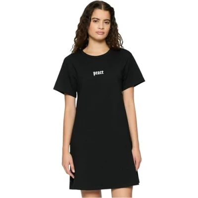 Abbildung von Mister TEE Peace HAND Jerseykleid, Damen, Größe: Large, Black