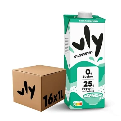 Abbildung von vly Die cremig leckere Milchalternative aus Erbsen + Calcium 100% pflanzlich Vegane UNGESÜSST zuckerfrei proteinreich, Viel Eiweiß ohne Zucker Erbsenproteindrink Protein Drink