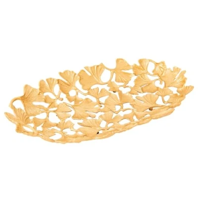 Abbildung von riess ambiente Dekoschale GINKGO LEAFS 50cm gold (Einzelartikel, 1 St), Wohnzimmer · Schale Handarbeit Boho