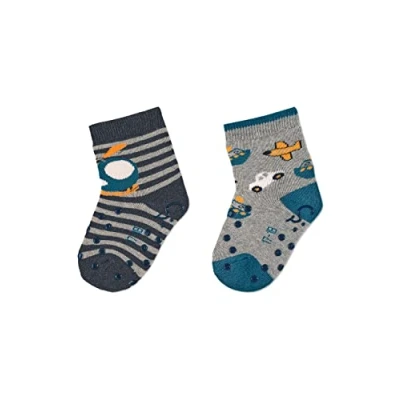 Abbildung von Sterntaler Baby Jungen Krabbelsocken ABS Krabbelsöckchen Doppelpack Fahrzeuge Strümpfe mit Hubschrauber Motiv blau, 18
