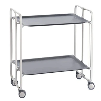 Abbildung von DON HIERRO Servierwagen weiß, klappbar, 2 Böden. Rollwagen Bauhaus Grau