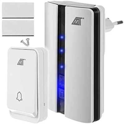 Abbildung von MT MALATEC Türklingel Set Kabellose Batterielose Haustür 150m IP44 Weiß, 1 Empfänger, 51 Klingeltöne, (2 tlg)