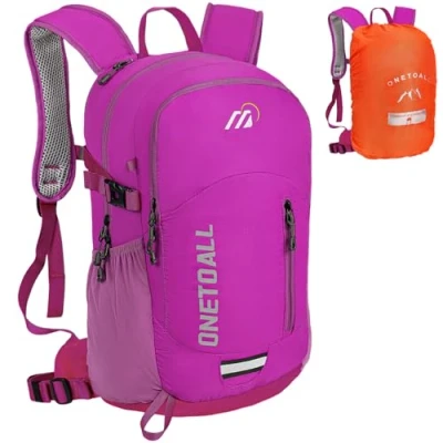 Abbildung von ONETOALL Diebstahlsicherer Wanderrucksack Damen 20L, Leichter Tagesrucksack Herren Klein, Wasserdichter Fahrrad Rucksack mit Rückenbelüftung zum Wandern Tagestour Radfahren Reisen Pendeln, nur 500g
