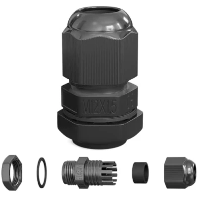 Abbildung von hb digital 1х Kabelverschraubung M12 für 3 6,5mm Kabeldurchmesser IP68 staub &amp; wasserdicht mit Gummidichtung Gegenmutter Klemmlamellen Stopfbuchse Isolation Kabeleinführung Schwarz