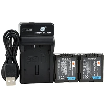 Abbildung von DSTE VBG130 Li Ionen Batterie (2 Pack) und Micro USB Ladegerät Anzug kompatibel mit Panasonic AG HMC150 HMC153MC HMC70 HMR10 HMR10A HMR10E HMR10P HSC1U HDC DX1 S DX1EG DX1GK DX3 HS100 HS100GK