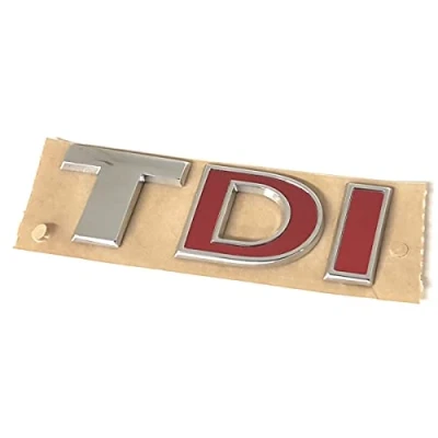 Abbildung von Volkswagen 5G0853675BDJZQ Schriftzug TDI Logo Aufkleber Emblem, Chrom/Silber, mit rotem DI