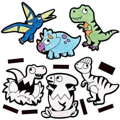 Abbildung von Baker Ross FC805 Dinosaurier Magnete zum Basteln 15 Stück, Bastelsets für Kinder, Kühlschrankmagnet Kinder
