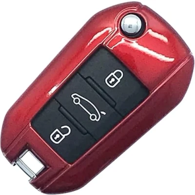 Abbildung von Nordecco Glänzendes Schlüsselgehäuse passend für Fiat 600 600e Electric Hybrid 2024 2025 3 Tasten Klapp Fernbedienung (rot)