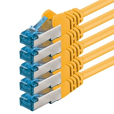 Abbildung von 1aTTack.de 5m CAT6a Netzwerkkabel gelb 5 Stück CAT 6 A Patchkabel 10000 Mbit s SFTP PIMF 500 MHz kompatibel zu CAT5 CAT6 CAT7 DSL Internet Switch Router