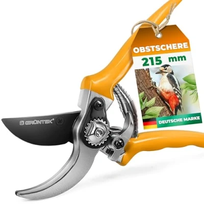 Abbildung von GRÜNTEK Gartenschere Rebschere SPECHT Mit Klinge 55 mm aus japanischem Stahl, speziellen Antihaftbeschichtung und kraftsparendem Schneidsystem