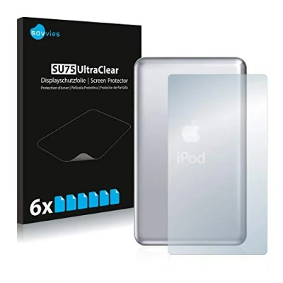 Abbildung von Savvies 6 Stück Schutzfolie für Apple iPod classic 120 GB (Rückseite, 7. Gen.) Displayschutz Folie Ultra Transparent