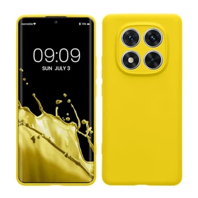 Abbildung von kwmobile Handyhülle kompatibel mit Xiaomi Redmi Note 14 Pro 5G / Poco X7 Hülle Handy Case aus weichem Silikon in Strahlend Gelb