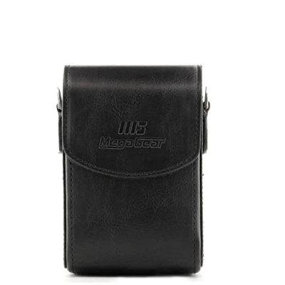 Abbildung von MegaGear Ever Ready Leder Kameratasche mit Trageriemen für Samsung WB350F schwarz