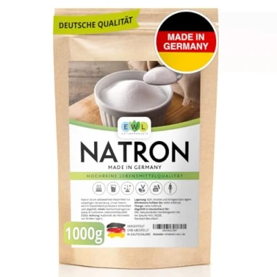 Abbildung von EWL Naturprodukte Natron Pulver Backing Soda,Deutsche Herstellung u. Abfüllung, Hochreine Lebensmittelqualität, Natronpulver 1kg