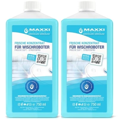 Abbildung von Maxxi Clean 2x 750 ml Bodenreiniger mit Frische Duft geeignet für alle Wischroboter Universal Reiniger Konzentrat Wischflüssigkeit Boden, Parkett, Fliesen Saugwischer Reinigungsmittel