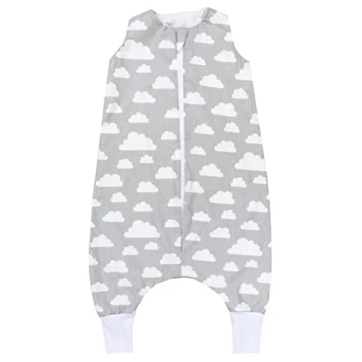 Abbildung von TupTam Baby Sommer Schlafsack mit Beinen 0.5 TOG OEKO TEX zertifizierte Materialien unwattiert Unisex, Farbe: Wolken Grau, Größe: 110 122