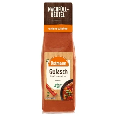 Abbildung von Ostmann Gewürze Gulasch Gewürzzubereitung Gewürzmischung für Szegediner Gulasch, Rindergulasch und Gulaschsuppe Zum Nachfüllen der Streudose 45 g im Beutel