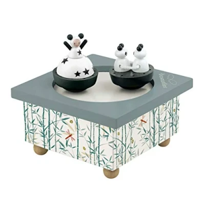 Abbildung von Trousselier Mädchen &amp; Panda Tanzende Musikbox Spieluhr Ideales Geburtsgeschenk 2 abnehmbare Figuren Einfache Bedienung Musik Dornröschen von Tchaikovsky Farbe grün