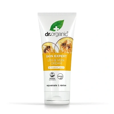 Abbildung von Dr Organic Skin Expert Bein &amp; Venencreme mit Bio Gelée Royale, Feuchtigkeitsspendend, Schwere Beine, Natürlich, Vegetarisch, Tierversuchsfrei, Paraben SLS frei, Recycelt Recyclebar, 200ml