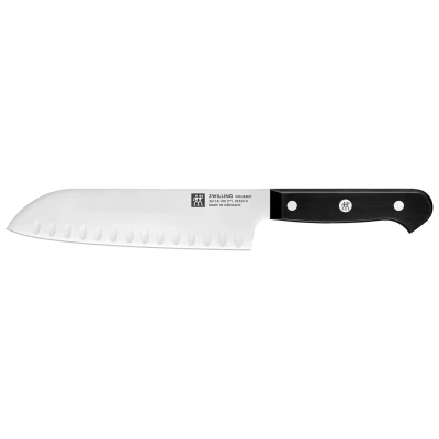 Abbildung von ZWILLING Gourmet Santokumesser, 18 cm, Rostfreier Spezialstahl, Ergonomischer Kunststoff Griff, Schwarz Made in Germany