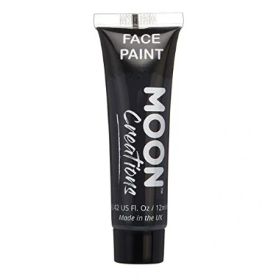 Abbildung von Moon Creations Gesichts und Körperfarbentuben, gebrauchsfertige Gesichtsfarbe, ohne Flocken, tierversuchsfrei, Kostüme, Feste, Halloween für Kinder, Erwachsene (Schwarz, 12 ml)