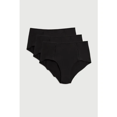 Abbildung von YSABEL MORA Maxislip &quot;BASIC COLLECTION COTTON WITH LACE&quot;, (3er Pack), mit romantischem Touch durch Spitzen Applikationen
