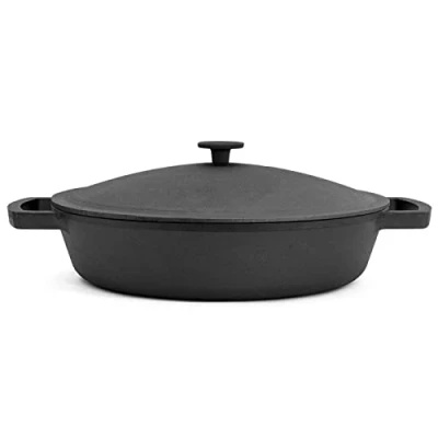 Abbildung von 4BIG.fun Gusseisenpfanne Ø36 cm mit Gusseisendeckel Bräter Schmortopf Schmorpfanne Deckel Gusspfanne Induktion Servierpfanne Bauernpfanne Feuerpfanne backofenfest Bratentopf Brot Backen