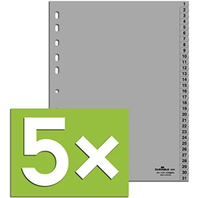 Abbildung von Durable Hunke &amp; Jochheim Register PP DIN A4 215/230 x 297 mm (5, 1 31)