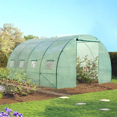 Abbildung von IDMarket Garten Gewächshaus, Tunnel, 12 m², transparent grün, 3 x 4 m