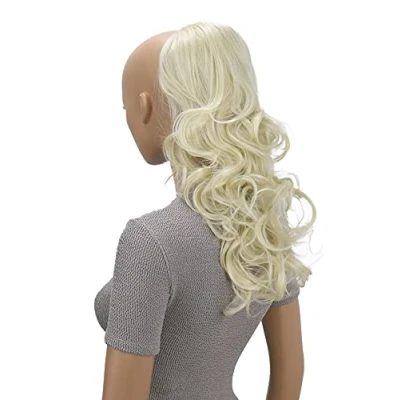 Abbildung von CAISHA 45cm Lang Haarteil Zopf Pferdeschwanz Haarverlängerung Mit Kordelverschluss Voluminös Gelockt Hellblond PH15b