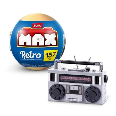 Abbildung von MAX Premium Retro Bausteine, Kassettenradio, 1 Kapsel (bis zu 221 Teile, 6 zum Sammeln). Bausteine für Teenager, Erwachsene und Sammler. Baue, sammle von Technologie!