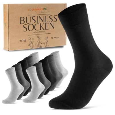 Abbildung von 10 Paar Premium Socken Herren Damen Baumwolle Komfortbund ohne Naht 70101T (Grau Anthrazit Schwarz 47 50)