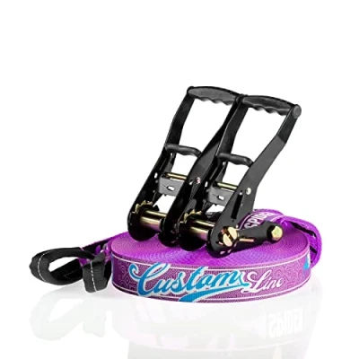Abbildung von SPIDER Slackline TKSA4 Custom Kit erfahrene Slackliner und Anfänger Komplettset aus 30m langem Gurtband mit 2X Ratschen