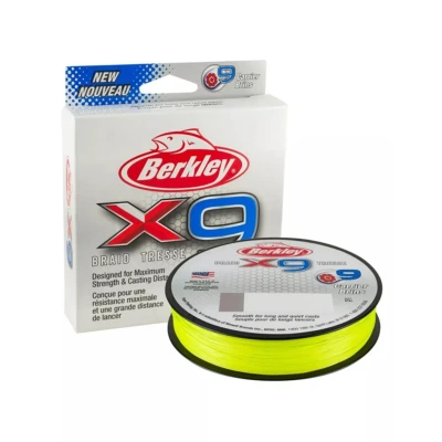 Abbildung von Berkley X9 Geflochtene Schnur, 7.60kg 164yd 150m, Flame Grün