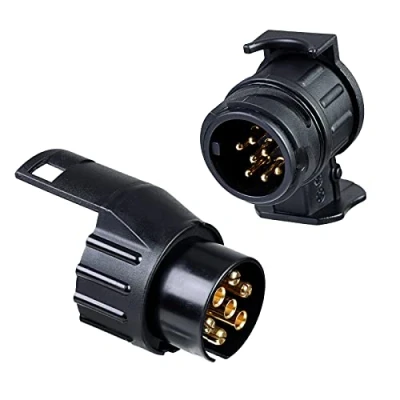 Abbildung von BEIJISTAR Anhänger Adapter Set, 7 auf 13 polig und polig, nach ISO 1724 11446 Genormt, AHK für 12V Systeme, Auto zu Hänger, Pkw, Kfz LKW, Anhängerkupplung