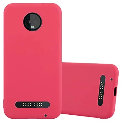 Abbildung von Cadorabo Hülle kompatibel mit Motorola Moto Z3 Play Schutzhülle TPU Silikon Case Candy Design Slim Kratzfest Weiche Gummi Rundumschutz für in Rot