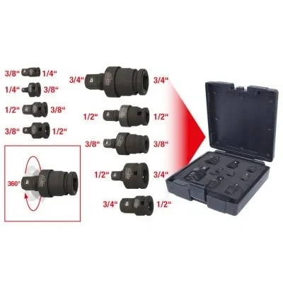 Abbildung von KS TOOLS 515.0100 Vergrößerungs / Reduzieradapter Satz, Knarre 10 (3/8&quot;), 12,5 (1/2&quot;), 20 (3/4&quot;), 6,3 (1/4&quot;)mm (Zoll) Chrom Molybdänstahl