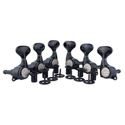 Abbildung von Guyker Guitar Locking Tuners (3L + 3R) 1:21 Lock String Tuning Key Pegs Machine Head Set Replacement for ST TL SG LP Style Electric, Folk or Acoustic Guitars Black