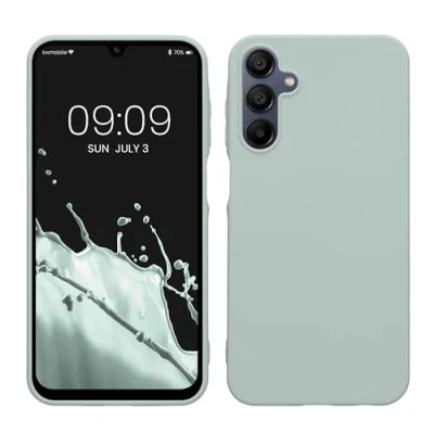 Abbildung von kwmobile Hülle kompatibel mit Samsung Galaxy A15 5G weiches TPU Silikon Case Cover geeignet für kabelloses Laden Cool Mint