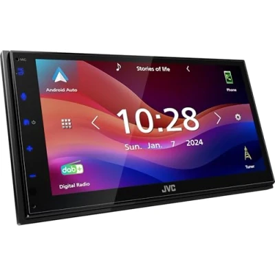 Abbildung von JVC KW M595DBT 17,3 cm WSVGA (1024 x 600px) Moniceiver mit DAB+/FM, CarPlay, Android Auto, Apple &amp; USB Mirroring, Bluetooth, kapazitivem Touchpanel, DSP, 4 50 Watt, 3 Pre Out 2,5V