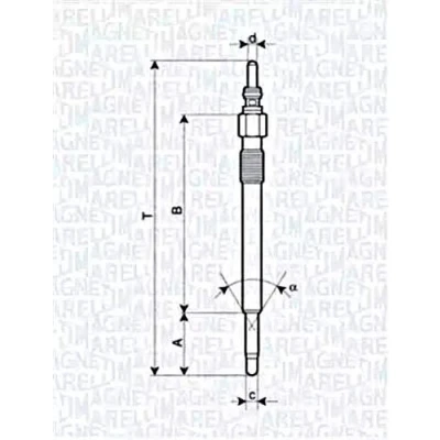 Abbildung von MAGNETI MARELLI 062900050304 Glühkerze 11,5V 10A M10X1 VOLKSWAGEN: LT 28 46 2 Kasten, 35 II Bus