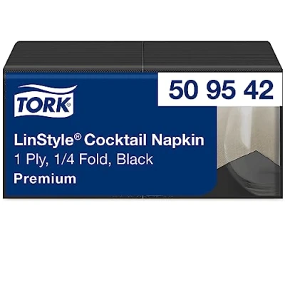Abbildung von 1400x Serviette Airlaid 24cm x 1 lagig 1/4 Falz schwarz Tork LinStyle