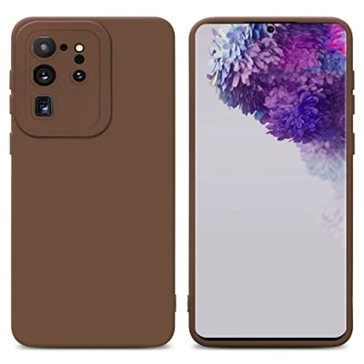 Abbildung von Cadorabo Hülle kompatibel mit Samsung Galaxy S20 ULTRA Schutzhülle TPU Silikon Case Liquid Design Kameraschutz Slim Kratzfest Weiche Gummi Rundumschutz für in Braun
