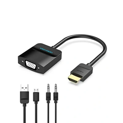 Abbildung von VENTION HDMI auf VGA Adapter zu Kable Stecker Buchse Konverter für Desktop, Laptop, PC, Monitor, Projektor, HDTV, Xbox und mehr mit Audio