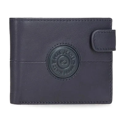 Abbildung von Pepe Jeans Cracker Horizontale Geldbörse mit Klickverschluss, blau, 11 x 8,5 1 cm, Leder, Talla única, Brieftasche Klickverschluss