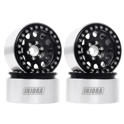 Abbildung von INJORA 4PCS 1,9 Beadlock Felgen Metall Räder Felge Set für 1:10 RC Rock Crawler Axial SCX10 Pro II III TRX4 D90 VS4 10 Redcat Gen 8 7 Enduro(Schwarz)